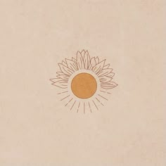 a drawing of a sunflower on a beige background