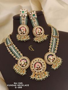 Description :- Kundan Choker Hasali Set,Indian Traditional Jaipur Jewelry Necklace Earrings Set, Ethnic Wedding Bollywood Kundan Jewelry Set Gift yourself a royal look with this perfectly crafted kundan necklace set from Manalisstudio. Crafted with high quality kundan stones and pearls, it is impressive in design. The green enamel artwork adds perfect texture to the design. Perfect for weddings and festivities, this antique necklace set should be put on with your favorite sari or lehenga. 100% S Antique Necklace Set, Wedding Bollywood, Jaipur Jewelry, Kundan Jewellery Set, Ethnic Wedding, Kundan Necklace Set, Kundan Choker, Kundan Jewelry, Desi Fashion Casual