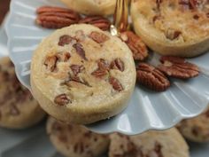 some pecan pies are sitting on a plate