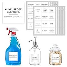 all - purpose cleaners and cleaning products displayed on white background with sample tags for each product