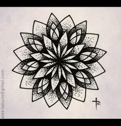 a black and white drawing of a flower