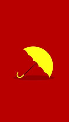 a yellow umbrella on a red background