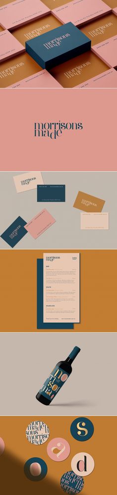 three different types of business cards and envelopes