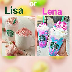 there are three pictures with different drinks in them and the words lisa or lena