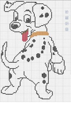 a cross stitch pattern with a dog on it's chest and tongue sticking out