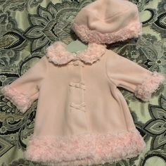 Brand New Coat With Matching Hat Baby Clothes Pink, Childhood Outfits, Designer Baby Clothes, Baby Room Inspiration, Baby Coat, Baby Fits, Dream Baby, How To Have Twins, Matching Hat