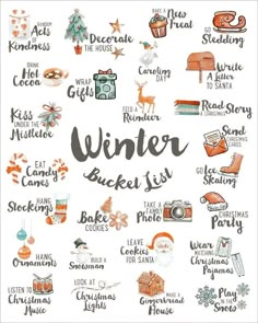 the words winter bucket list written in different languages