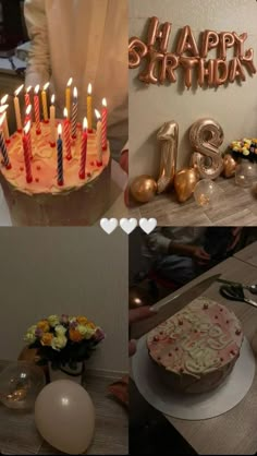 a collage of photos with birthday candles