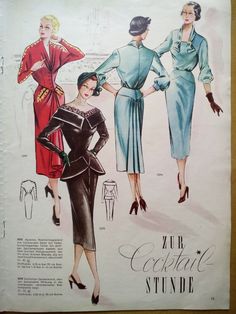 "Sewing pattern of a stunning suit from a 1950 sewing pattern magazine. Pattern pieces are all carefully traced from the multi pattern sheet, cut and labeled. All pieces cut to full length. You can see many more designs from this and other albums of the period on Everlasting Art Design facebook page https://www.facebook.com/EverlastingArtDesign/ Size: Bust 92cm/36.2\" Waist 74cm/29,1\" Hips 100cm/39.37\" N.B. Patterns are not made in advance, but traced from the sheet upon request (order). It ta Sewing Patterns 1950, Monday Morning Inspiration, Patron Vintage, Vintage Fashion 1950s, Fur Coat Vintage, 20th Century Fashion, Suit Pattern, Vintage Dress Patterns, Fashion 1950s