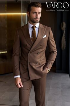 Brown Mens Suit, Brown Double Breasted Suit, Wedding Groom And Groomsmen, Engagement Suits, Coat Pant For Men, Brown Suits For Men, Groom And Groomsmen Suits, Man Suits