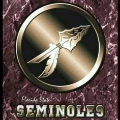 the logo for semnoles is shown in gold on a black marble background