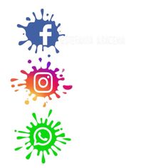 three different colored splots with the logo for facebook and instagram on them