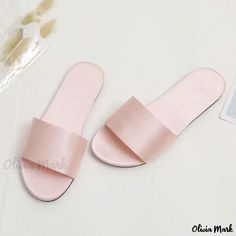 Olivia Mark - Premium Silk Slipper: Luxurious Satin with Anti-slip Sole Terry Cloth, Dusty Pink, Long Sleeve Shirts, Slippers, Mesh, Satin, Silk, Pink