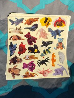 a sheet of stickers with different animals on them