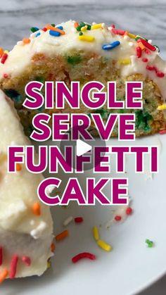 Kathleen ~ Easy, Everyday Recipes on Instagram: "SINGLE SERVE FUNFETTI CAKE 🍰 Follow @KathleensCravings for more single serve dessert recipes and grab the recipe below! ⬇️ 

Ramekin Size -  I used one large (7-10 ounces and ~3.5-4 inches wide) ramekin but you can use a bigger ramekin or smaller ramekins and just adjust the bake time. 

Serves 1-2 people.

Cake Batter
* 2 tablespoons canola oil, or other neutral oil
* 3 tablespoons white granulated sugar
* 1 egg white
* 1/2 teaspoon vanilla extract
* 2 tablespoons milk, I used whole milk
* 5 tablespoons all-purpose flour (1/4 cup + 1 tablespoon)
* 1/2 teaspoon baking powder
* 1/8 teaspoon kosher salt
* ~1 tablespoon sprinkles, I prefer using ‘jimmies’ as they bleed less than non-pareils

Vanilla Frosting
* 2 tablespoons unsalted butter, ro