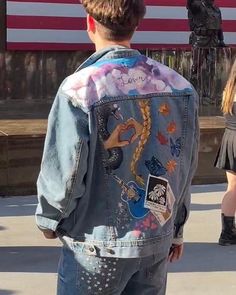 SEND MESSAGE TO GET PROCESS STARTED + STEPS BELOW Custom Hand Painted Denim Jacket Made To Order Great statement piece to add to your wardrobe or a great personalized gift for a friend. I have made a few denim jackets for the Eras tour and for other concerts (pictured is a Gus Dapperton jacket). You have the option to either send me a denim jacket that you own or will buy or I can buy a denim jacket for you, keep in mind that I will get a thrifted jacket to try to keep this sustainable.  1. Upon Custom Painted Denim Jacket, Eras Tour Painted Jacket, Pants Painting, Thrifted Jacket, Gus Dapperton