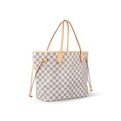 LOUIS VUITTON® - Neverfull Mm - Rose Beige Mid Size Model, Lv Damier Azur, Neverfull Mm Damier Azur, Lv Damier, Louis Vuitton Gifts, Louis Vuitton Official Website, Rose Beige, Trunk Bag, Louis Vuitton Neverfull Mm