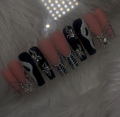 With over 10 years of experience in the nail industry, I'm excited to bring my passion for luxury press-on nails to Etsy! 💅✨ Each set is crafted with meticulous attention to detail, offering you salon-quality nails that are both beautiful and durable. Each puchase includes: ➡️ 1 set of high-quality press-on nails ➡️Complete application kit: - Mini nail filer/buffer - Cuticle pusher - Cotton swab - Sheet of nail adhesive tabs - Nail glue - Alcohol wipe for prep - Easy-to-follow instruction card Spooky Nails Halloween, Nails Acrylic Halloween, Halloween Nails Spooky, Acrylic Nails Pink, Pink Halloween Nails, Ongles Bling Bling, Nails Spooky, Nail Art Halloween, Holloween Nails