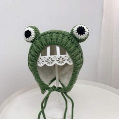 green with wool Frog Earflap Beanie Cap Knitted Frog, Frog Hat, Cartoon Frog, Crochet Knit Hat, Kid Boy, Animal Hats, Hat Knitting Patterns, Knitted Hat, Kids Hats