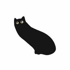 a black cat with yellow eyes on a white background