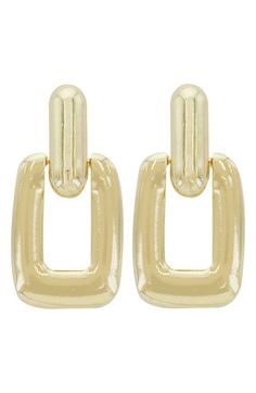 These '90s-inspired drop earrings feature the signature door knocker silhouette. 1 7/8" drop; 1" width 14k-gold plate Imported 90s Earrings, Oval Jewelry, Door Knocker, Earrings In Gold, 90s Inspired, Door Knockers, Gold Drop Earrings, Gold Earrings, Gold Plate