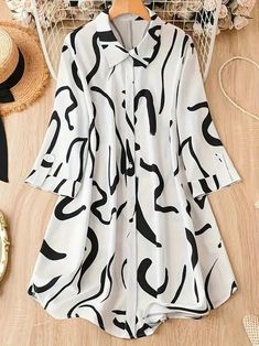 Button Shirt Dress, Color Block Blouse, Printed Tunic Dress, Collared Shirt Dress, Amazing Pics, Stylish Dress Book, Modest Fashion Outfits, Plus Size Kleidung, Western Dresses