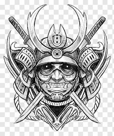 a black and white drawing of a skull with two swords