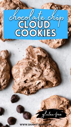 chocolate chip cloud cookies with text overlay