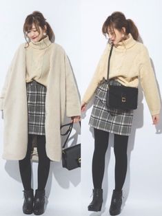 Korean Dress Ideas, Dress Ideas For Winter, Korean Outfits Winter, Japan Outfit Winter, Japanese Winter Fashion, Spring Outfits Japan, Japan Winter Fashion, Winter Layering Outfits, Korean Outfit Ideas