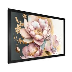 a large floral painting hanging on the wall