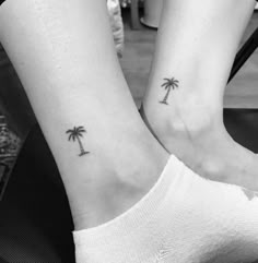 two small palm trees on the ankle tattoo designs for girls and women are shown in black and white