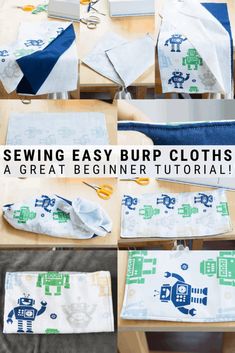 the instructions for sewing easy burp cloths