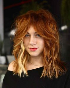 Color Block Hair, New Hair Color Trends, Two Tone Hair, Two Toned Hair, Peekaboo Hair, Tone Hair, Red Hair Color, Hair Inspo Color, Curtain Bangs