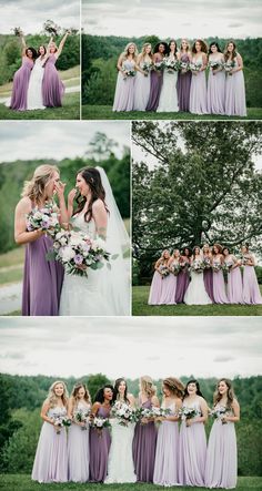 the bride and her bridal party posing for pictures