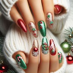 Christmas Nail Designs Acrylic, Festival Nails, Nail Polish Designs