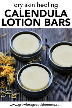 Calendula Lotion, Lotion Bars Diy, Homemade Lotion Bars, Natural Body Products, Healing Dry Skin, Dry Skin Remedies, Diy Lotion