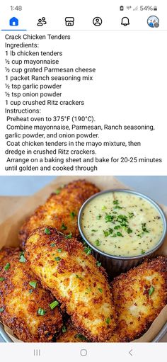 chicken tenders recipe on the app store's iphone page, with text overlay