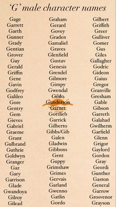 Names for characters beginning in the letter ‘g’. French Names Male, German Male Names, G Names For Boys, Guy Names For Characters, Character Names Male, Male Name Ideas