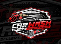 the logo for car wash, an excellent customer service company that is currently under construction