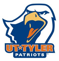 the ut tyler logo with an eagle's head in blue and orange on it