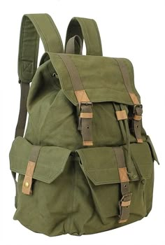 Green Canvas Backpack, Dimension 20, Camping Bed, Zero Tolerance, Classic Backpack, Canvas Backpack, Cute Bags, Mode Vintage, Dream Clothes