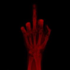 a red hand is shown in the dark