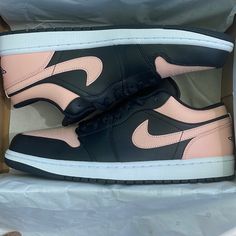 Air Jordan 1 Low Black/Arctic Orange-White New With Og Box Air Jordan 1 Low Black, Jordan Black, Shoes Air, Air Jordan 1 Low, Jordan 1 Low, Jordans For Men, Air Jordan 1, Black Orange, Orange White