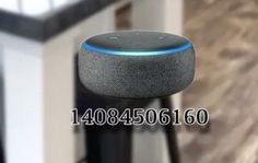 an amazon echo sitting on top of a table