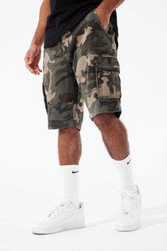 Jordan Craig OG - Xavier Camo Cargo Shorts (Woodland) 30 / Woodland Camo Shorts Men Outfit, Camo Shorts Outfit, Jordan Craig, Camo Cargo Shorts, Mens Shorts Outfits, Camouflage Shorts, Throwing Fits, Dope Fits, Army Camo