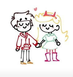 a drawing of two people holding hands