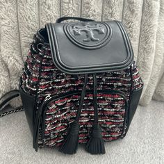 Tory Burch Black Red Backpack Perfect Conditions Tory Burch Backpack, Red Backpack, Tory Burch Bags, Tory Burch Bag, Black Red, Tory Burch, Black And Red, Bag Lady, Backpacks