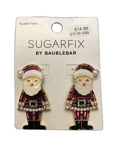 New Sugarfix By Baublebar Santa Claus Earrings With Jewels Christmas Nickel Free | eBay Jeweled Christmas, Fashion Jewelry Earrings, Holiday Spirit, Holiday Cheer, Beautiful Earrings, The Holiday, Santa Claus, Fashion Jewelry, Jewelry Earrings