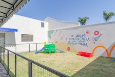 the children's play area is decorated with colorful toys