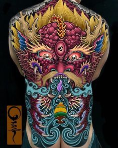 Skull Tattoo Flowers, Traditional Japanese Tattoo Designs, Private Tattoos, Buddha Tattoos, Back Piece Tattoo, Design Dragon, Fu Dog, Biomechanical Tattoo